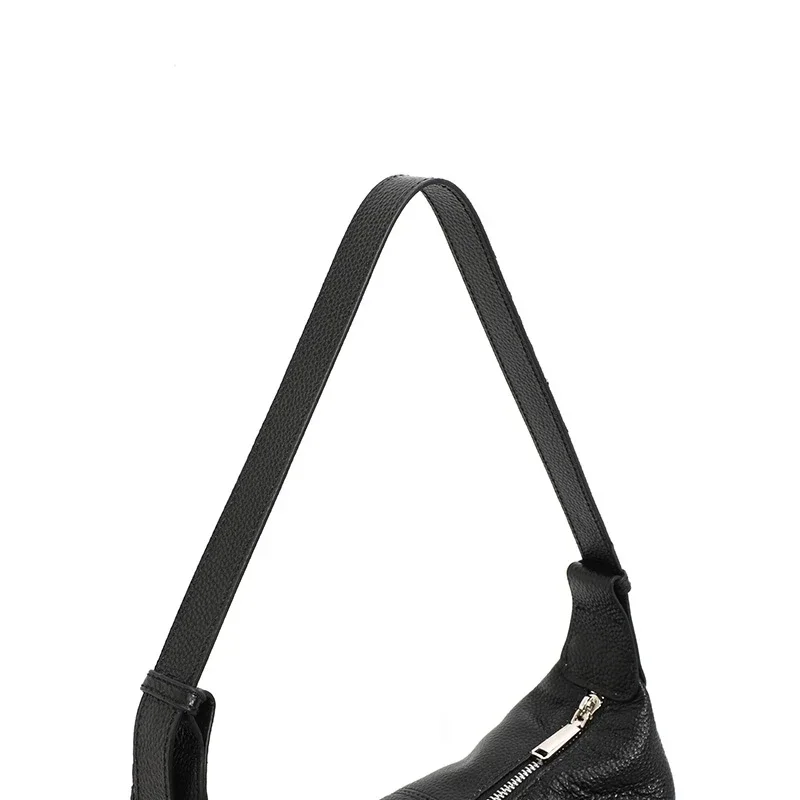 100% Echtes Leder Schultertasche für Damen Große Kapazität Halbmond-Form Designer Kuhledertasche für Pendler Shopper-Tasche – Detail 34