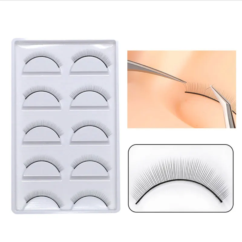

5/10/25 Pairs Training Lashes Eyelash Extension Practice Grafting Natural False Eyelashes For Beginner Makeup Tools