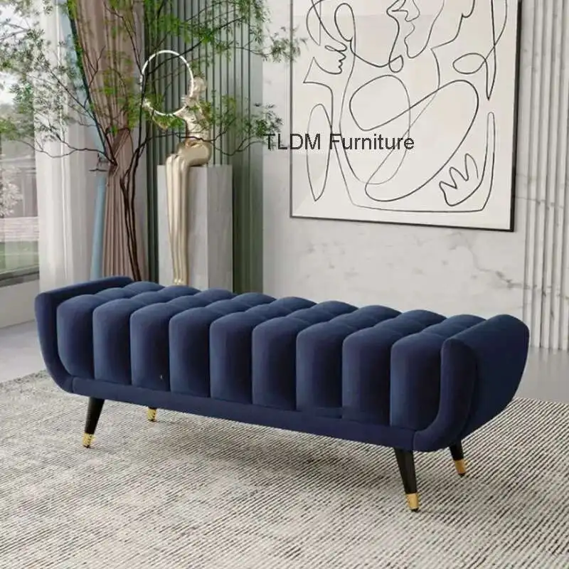 

Light Luxury Bedroom Bed Stool European Style ottomans Simple Nordic Home bench Living Room Clothing Store Cloakroom Sofa Stool