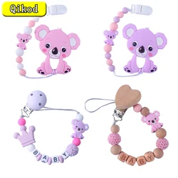 Heißer Verkauf Baby Silikon Schnuller Anti-Drop Kette Mini Silikon Koala Infant Schnuller Clips Ketten Halter Für Baby Beißring geschenke