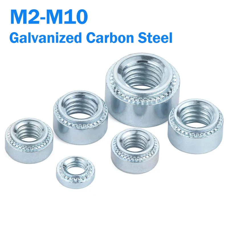 M2 M2.5 M3 M4 M5 M6 M8 M10 Galvanized Carbon Steel Self-Clinching Nut Press Insert Rivet Nut Nutsert Rivnut Slab 0.8-3.2mm