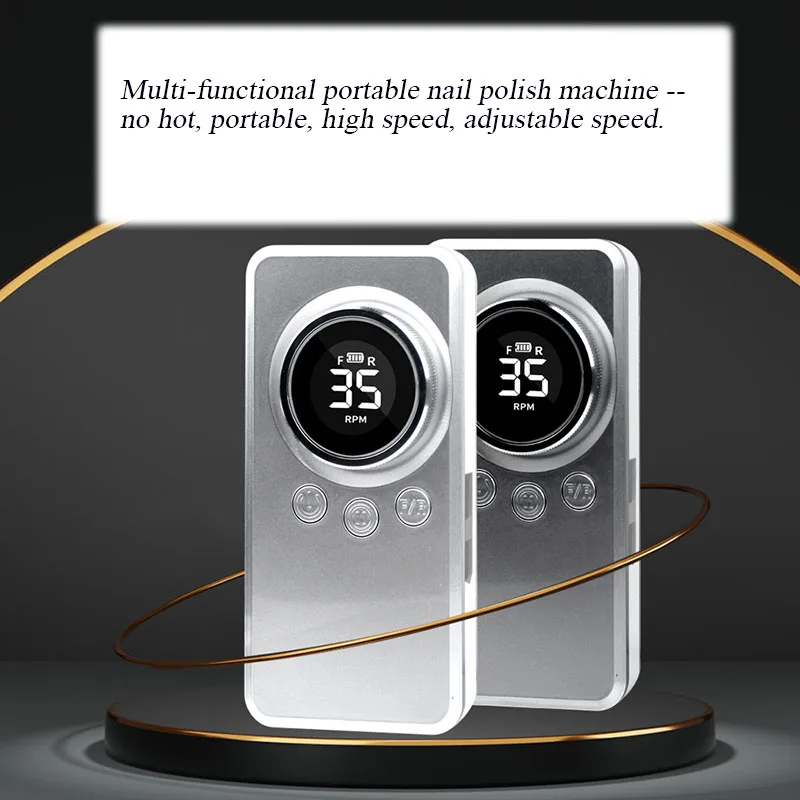 Portable Manicure Machine ABS+ Aluminum Alloy Multifunctional Rechargeable Electric Nail Polish Tool Nail Drill Machine
