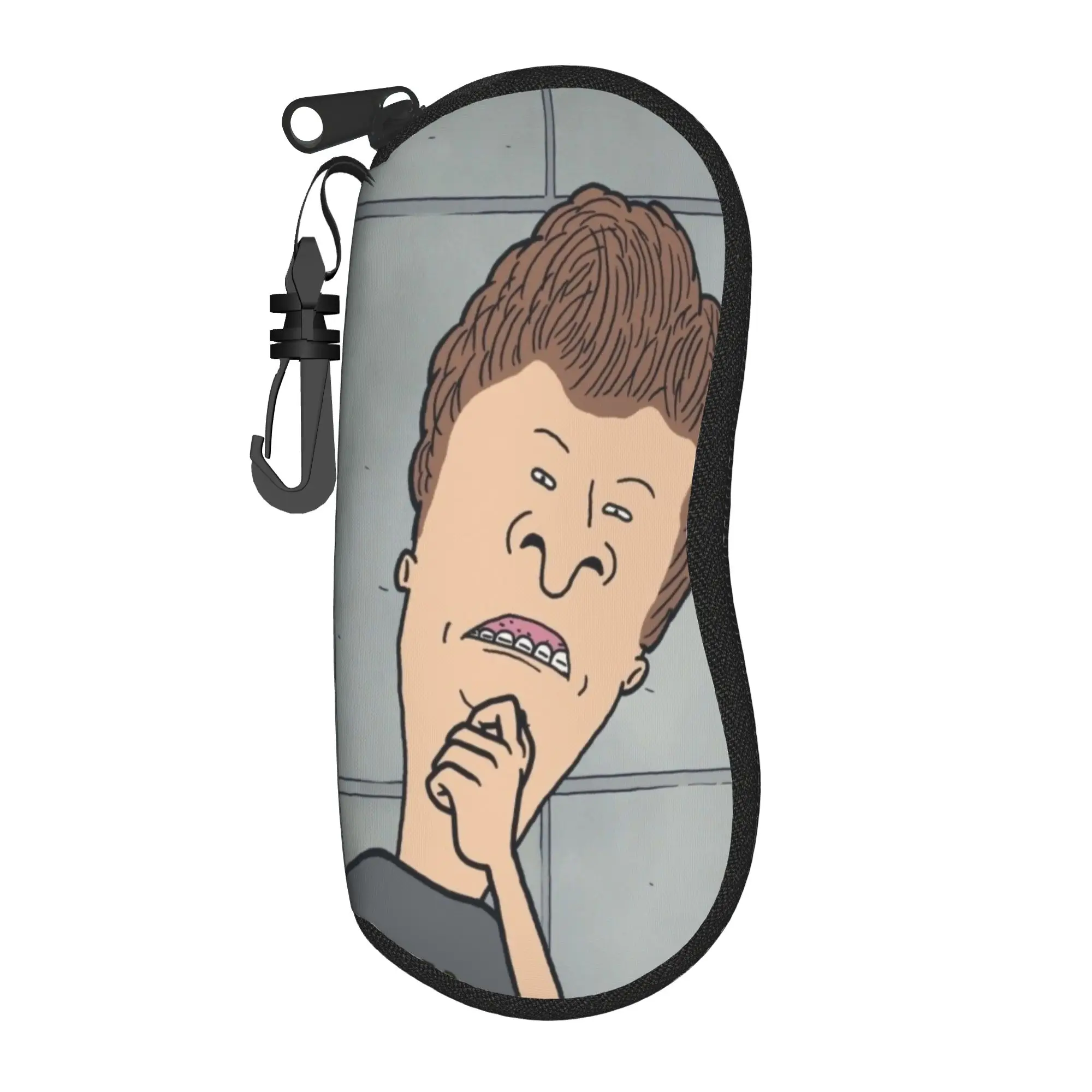 Kawaii Cartoon Glasses Case Beavis Buttheads Merch  Zipper  Glasses Storage Box Ins Style Eye Contacts Case