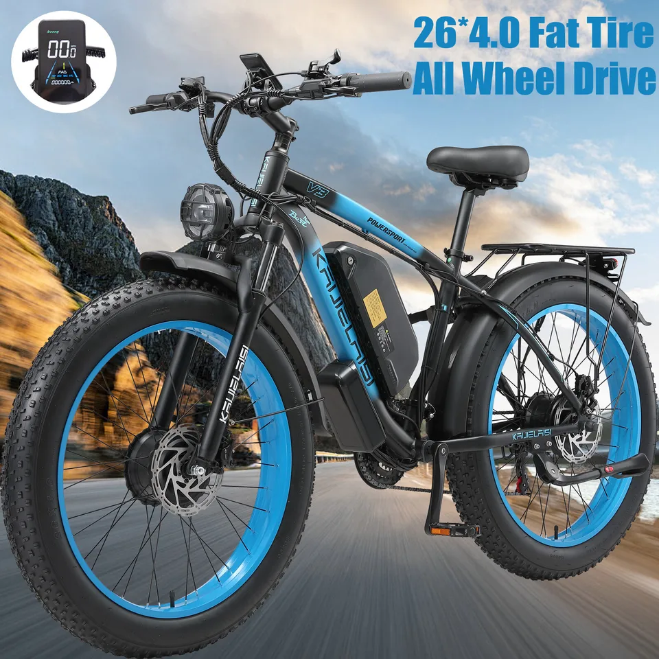 35MPH  2000W E-Bike V3 Electric Bicycle 26" FatTire 48V 23Ah Dual Motor
