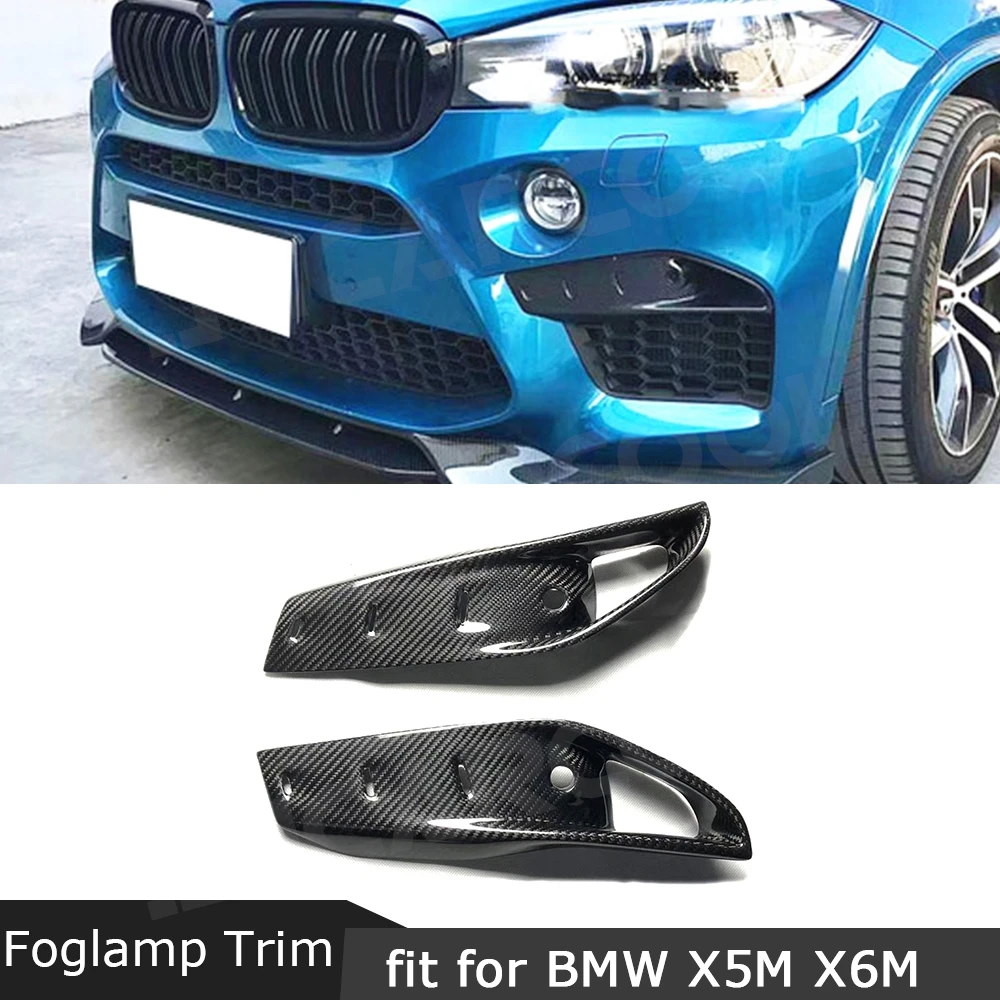 

Dry Carbon Fiber Front Foglamp Trim Eyelids Air Vent Grill Frame Decoration Cover For BMW X5M F85 X6M F86 2015 -2019 Accessories