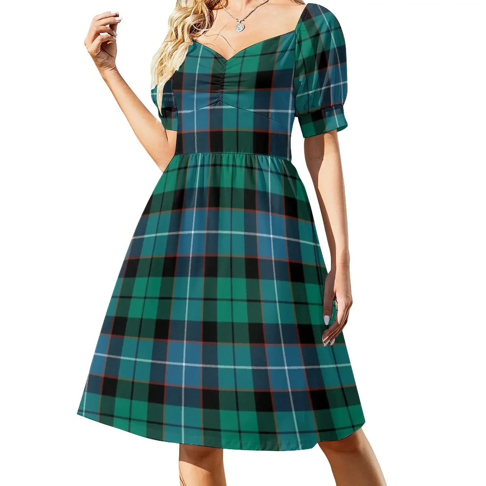 

Galbraith Russell Hunter Mitchell Clan Tartan Ancient Cute Blue and Green Plaid Sleeveless Dress womens dress Dress