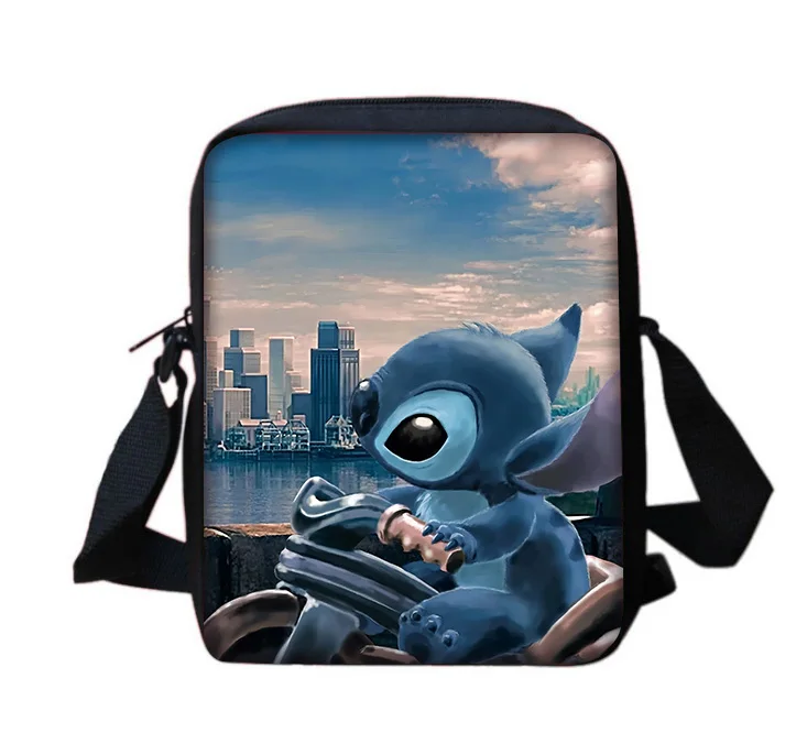 Disney Cute Cartoon Stitch Boy Girls Printed Shoulder Messenger Bag Child Casual Handbag Men Women Phone Bag Shopping Bag