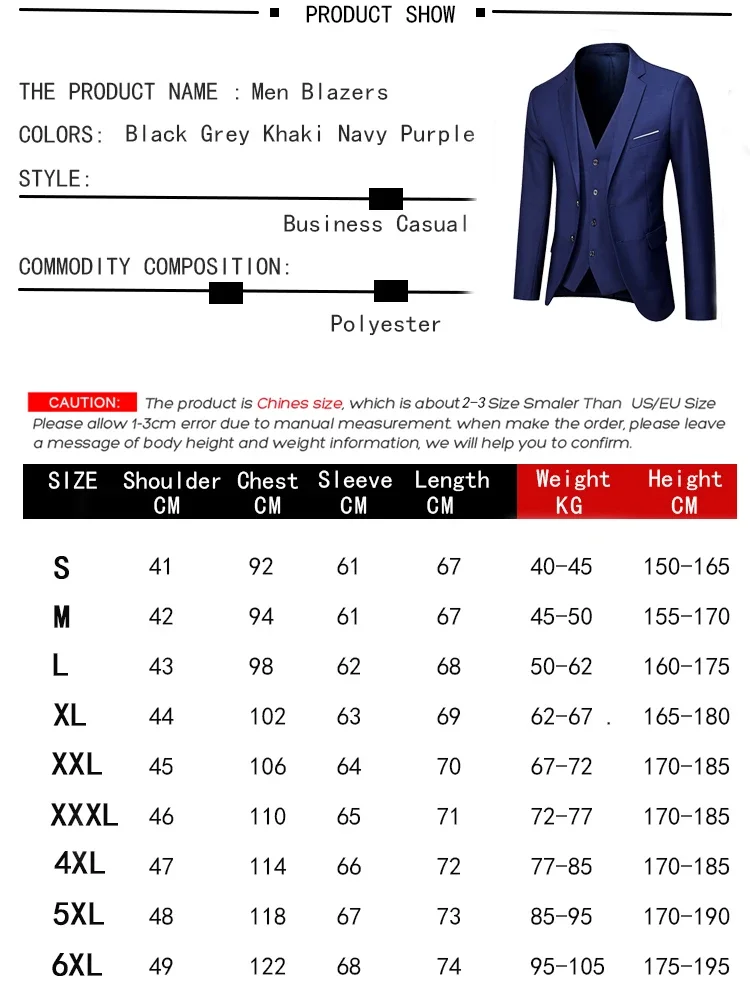 Blazers Set Suits For Men 3 Pieces Elegant Wedding Luxury  Business Formal Vest Pants Full Coats 2023 Jackets Free Shipping