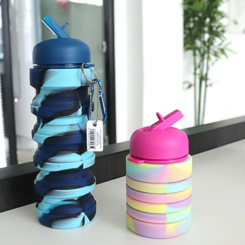 Silicone Collapsible Water Bottles,Portable Foldable Expandable Sports Cups, Leak Proof Reusable ,for Outdoor Activities Travel.