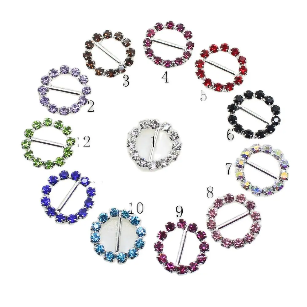Mix Color Rhinestoens Buckles For Jewelry Accessories Handwork Invitation Decoration 10Pcs Slider Plating Silver
