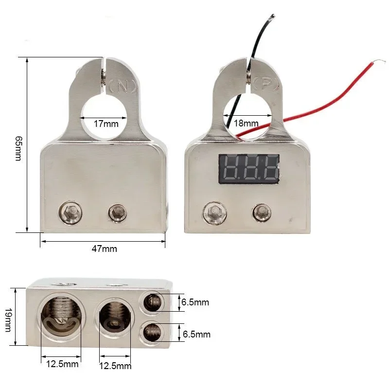 2Pcs/set 12V Digital Display Positive Negative Connector Car Battery Terminal Connector Clamp with Cover Shims Car Accessories