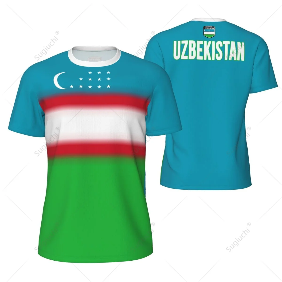 Sports Mesh T-shirt Uzbekistan Flag For Running Bike Soccer Tennis Football Fitness Tees 3D Printed Custom