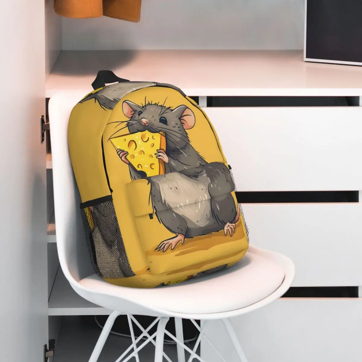 Cartoon Mouse And Cheese Backpack Student BookBag Children School Bag Computer Shoulder Bags for Men Women
