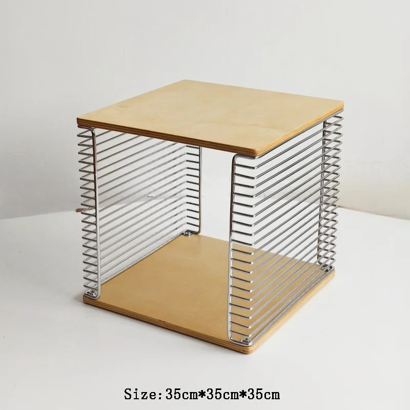 k*-Stainless Steel Coffee Table,Solid Wood Tea Table,Living Room Side Table,Creative Storage Rack,Metal Bookshelf,Nordic