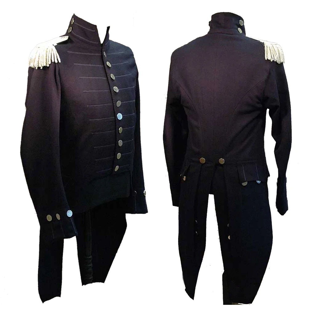 

Mens American Officers Cosplay Coat British Army War Military Black Jacket Hussar Coat Costumes