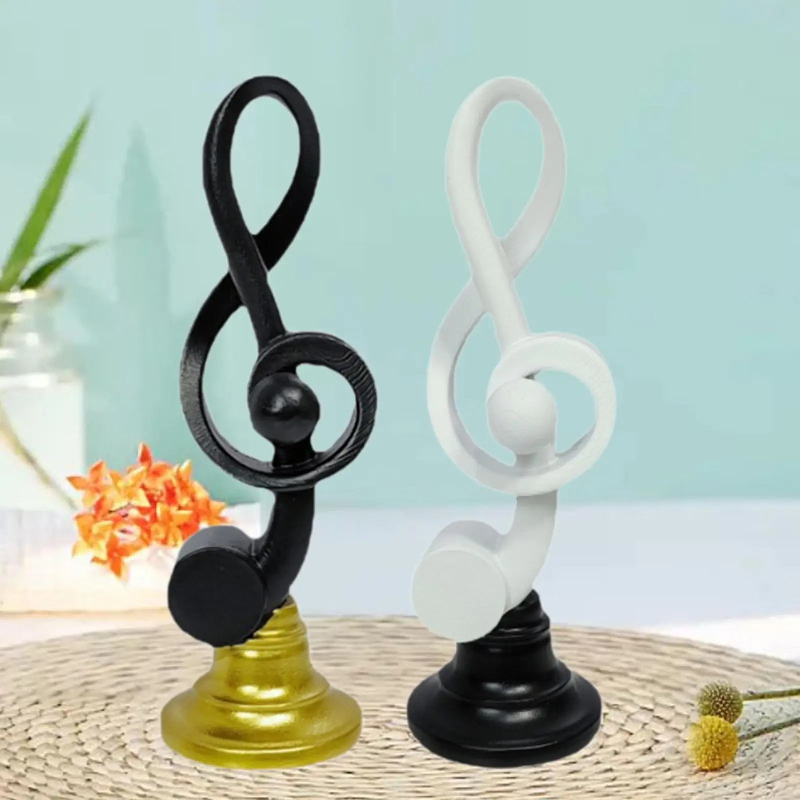 Music Note Decor Statue Ornament Souvenir Table Centerpiece Musical Sculpture Figurine for Table Shelf Bookcase Piano Desk