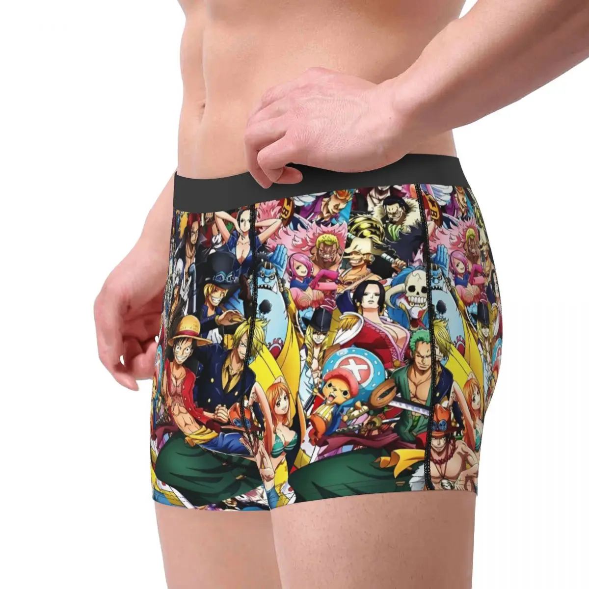 One Piece Cartoon Man Underwear Boxer Shorts Panties Humor Breathable Underpants for Homme S-XXL