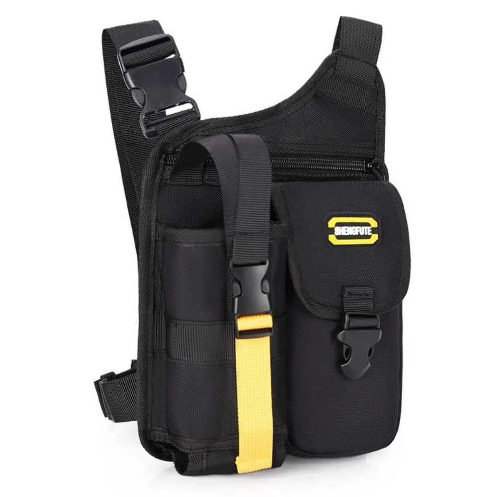 Multipocket Men Motorcycle Crossbody Bag Waterproof Large Capacity Motorbike Shoulder Bag with Bottle Holder Adjustable Strap
