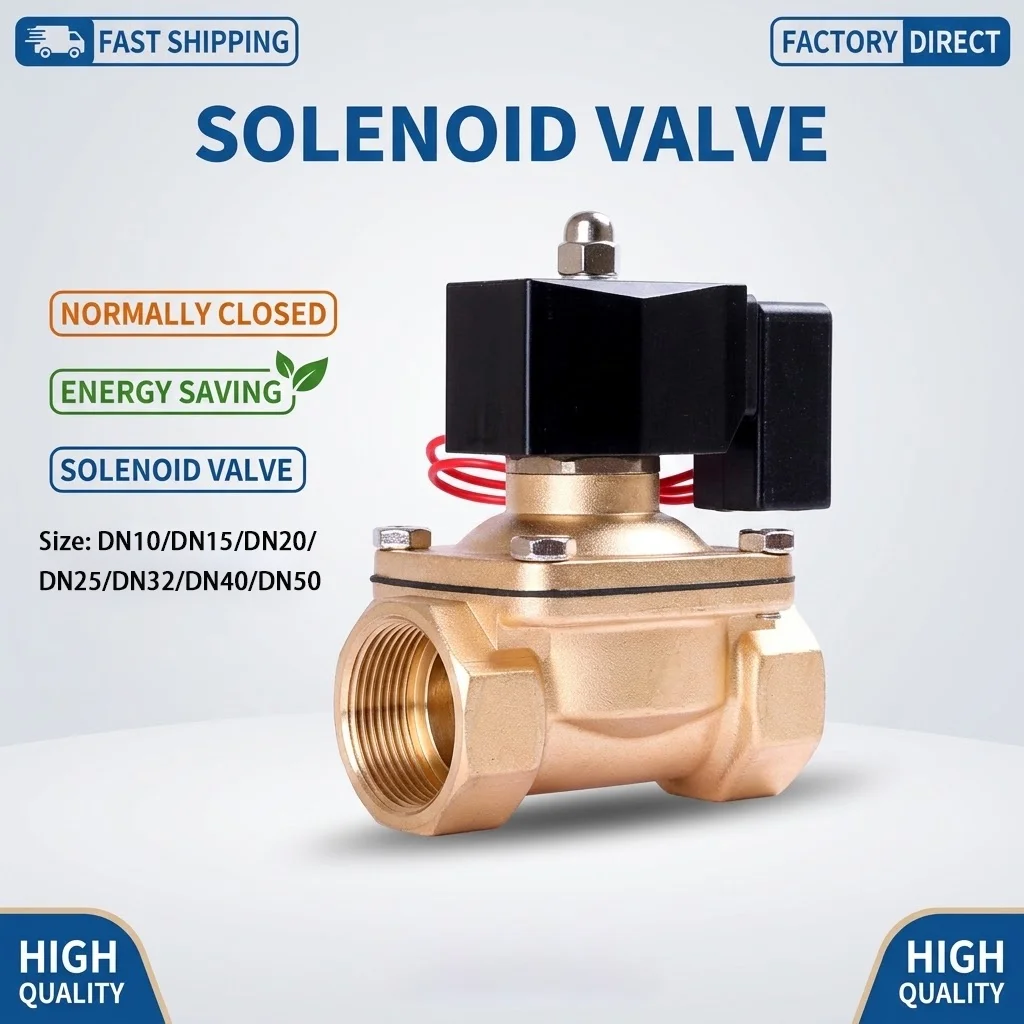Brass Non-Hot Normally Closed Solenoid Valve 3/8