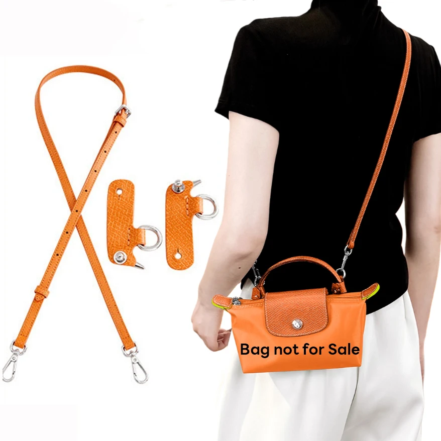 2026 Color Cowhide Bag Strap for Longchamp Mini Orange Bag Shoulder Strap Crossbody Shoulder Strap Punch-free Transformation