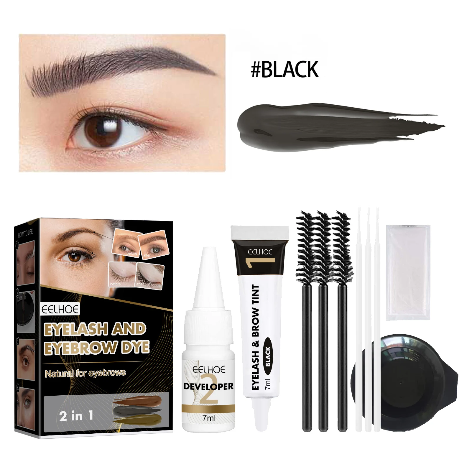 Eyelashes Eyebrow Eyelash Dye Paste Tint Kit Professional Permanent Mascara Color Brow & Lashes Dye Set