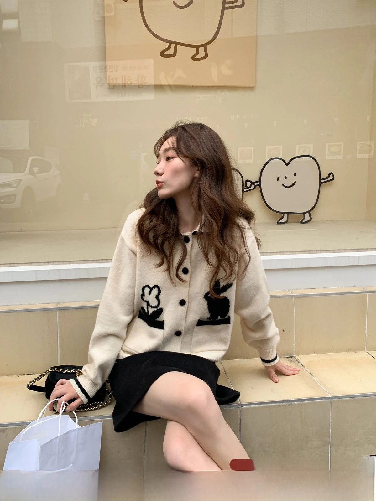 

Оригинальный вязаный кардиган Hello Fun для женщин: осенне-зимний свободный свитер с эффектом похудения, уличный стиль, длинный рукав, на пуговицах