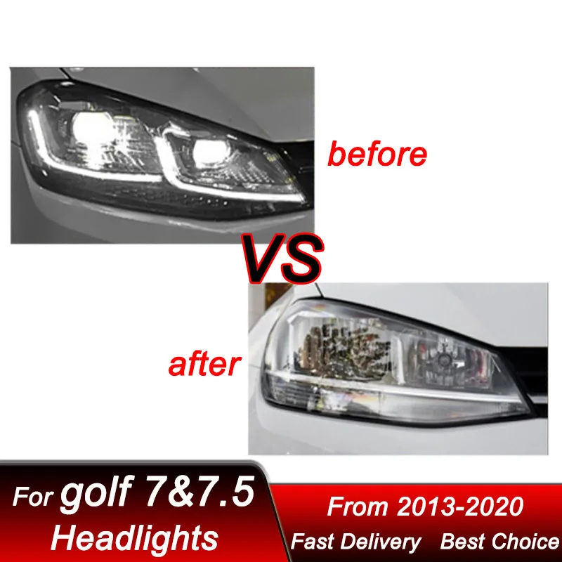 Car Headlights For Volkswagen VW golf 7 7.5 MK7 2013-2020 low to high LED Auto Headlamp Assembly Projector Lens Accessories Kit