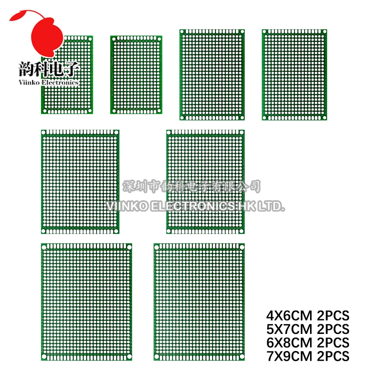 

8pcs/Lot Double Sided PCB Kit 4X6 5X7 6X8 7X9 Each 2pcs Mixed Prototype Board Circuit Protoboard Universal Stripboard Printed
