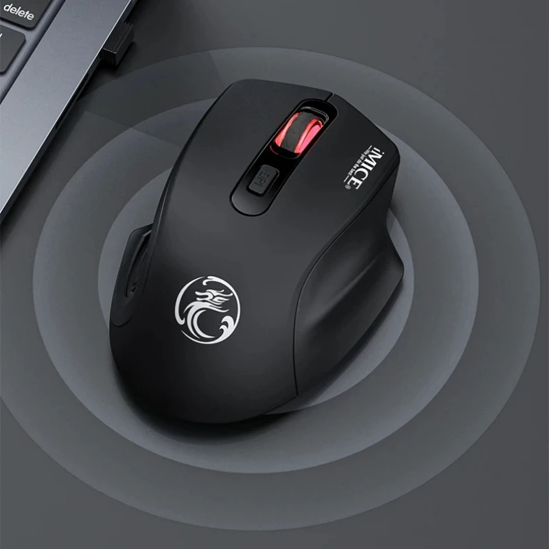 IMICE 2,4G ratón inalámbrico para juegos 4 teclas retroiluminado ergonómico recargable 1600DPI ratones ajustables para PC Gamer ordenador de escritorio