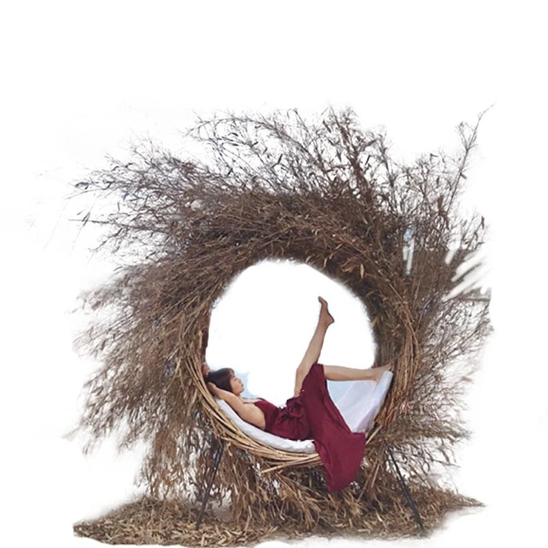 

Креативные подвесные круглые кровати для фотосессий на свадьбу на открытом воздухе