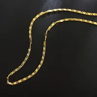 40-75cm 18k Gold Color Charm 2mm Flat Chain Necklaces For Women Men Luxury Fashion Party Wedding Jewelry
