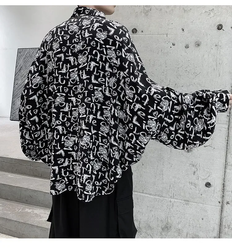 

New Letter Printed Shirts For Men Spring Summer Fashion Casual Loose Men's Shirt Japanese Streetwear Men Clothing Y2k