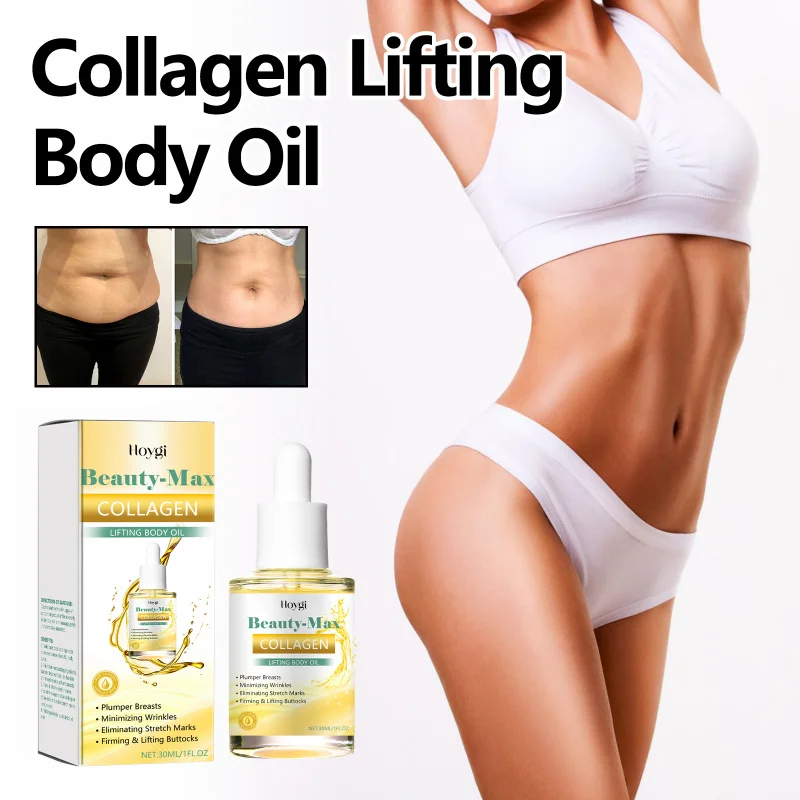 Collagen Body Oil For Skin Tightening & Moisturizing, Firming Treatment For Body Care & Stretch Mark Support