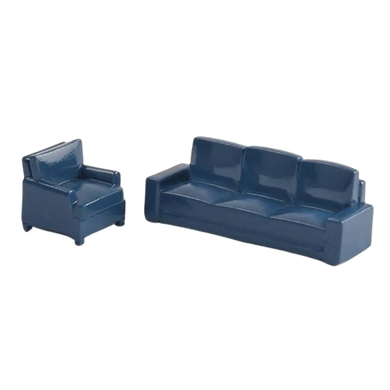 Sofá para casa de muñecas, muebles de resina para adorno de casa de muñecas, 2 uds., 1/64