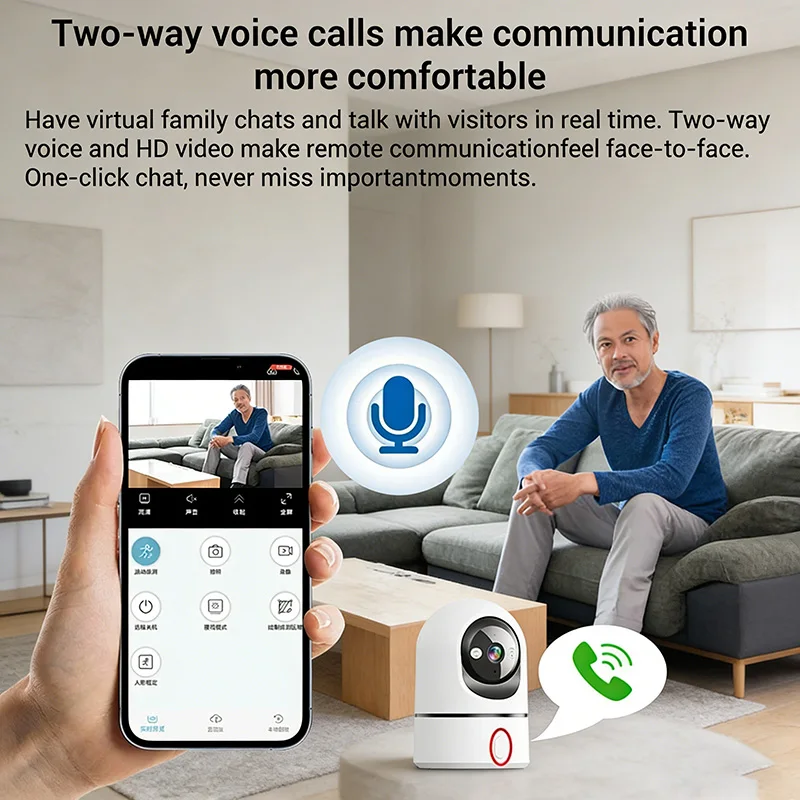 Wifi Home Wireless One-click Call Intelligent Monitoring Remote Indoor Monitoring 360° High-definition Night Vision Camera 2026