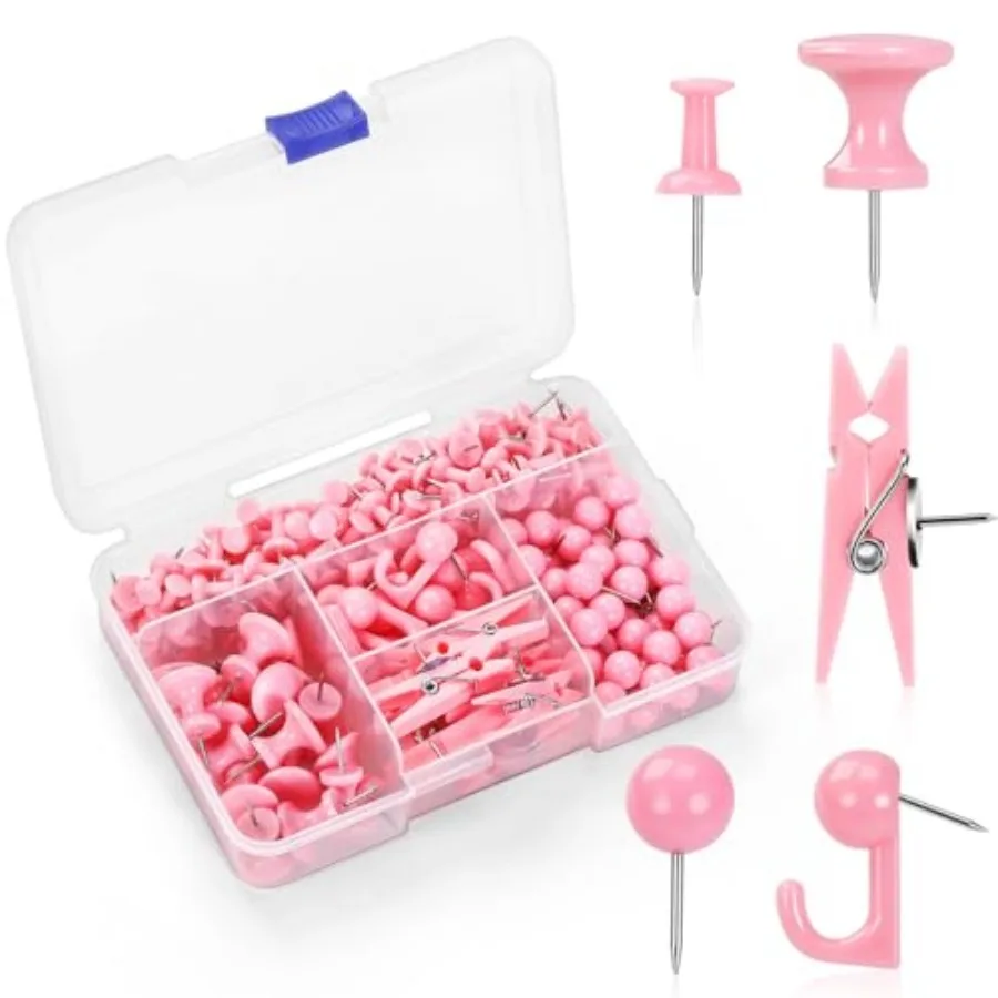 

240Pcs Thumb Tacks, 5 Style Cute Push Pins, Decorative Push Pins for Bulletin Boards, Cork Board, Office Supplies, Office Decor
