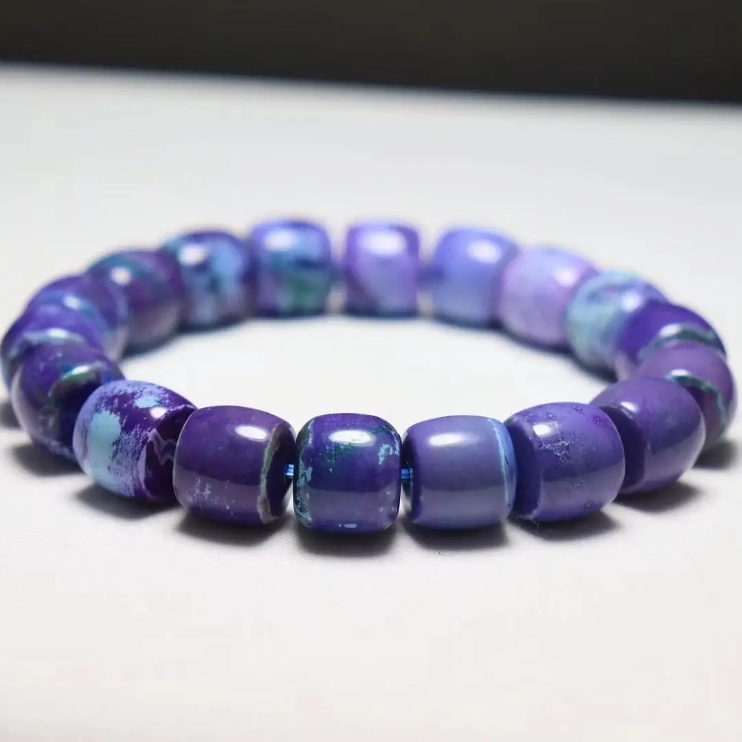 

UMQ Natural Hubei Raw Ore Turquoise Bracelet Rare Violet Color Bracelet Gift Men's and Women's Couple Bracelet