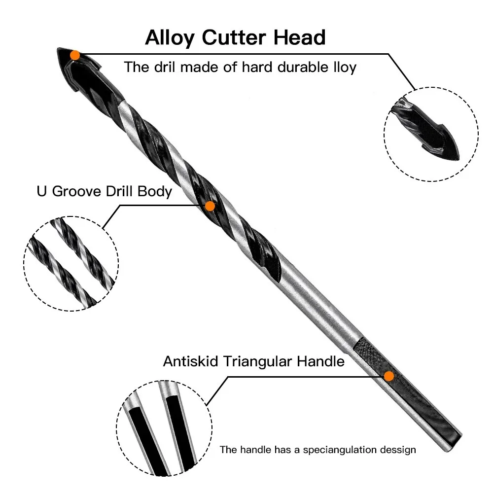 

Efficient Stock Removal Tungsten Carbide Triangle Drill Bit Set for Clean and Accurate Holes in For Ceramic Tile Concrete Glass