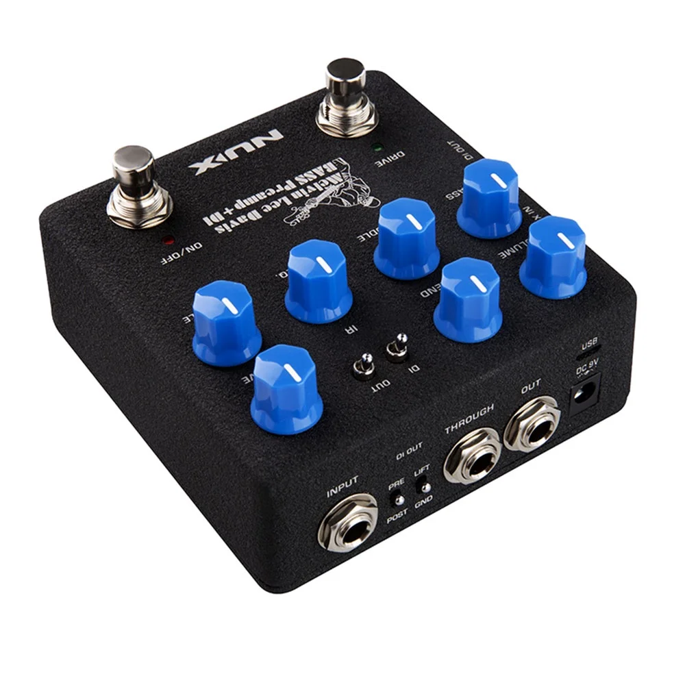 NUX Bass Preamp DI 2 in 1 Guitar Pedal 3-band EQ Frequency Speaker Cabinet Simulation Noise Reduction Effect Guitar Accessories