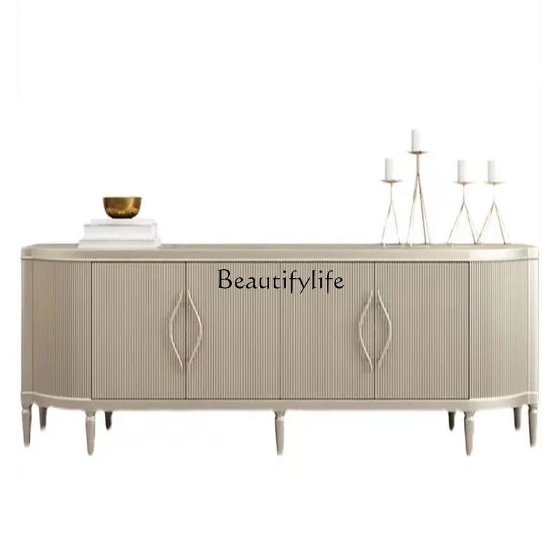 

American light luxury TV cabinet living room background wall champagne silver bedroom floor cabinet
