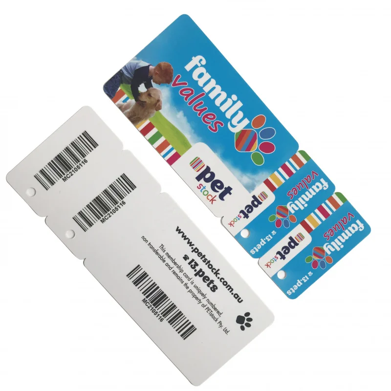 Custom  Printed Barcode PVC Combo Card Plastic Supermarket 2-up Loyalty Member key tag Card