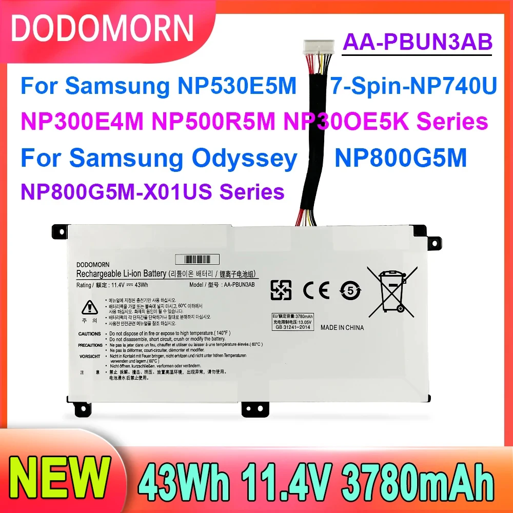 

New 11.4V AA-PBUN3AB Laptop Battery For Samsung 500R5M NT501R 300E5K NP740U3L-L02US NP740U3L NP530E5M NP740U5L 8500GM 300E4M