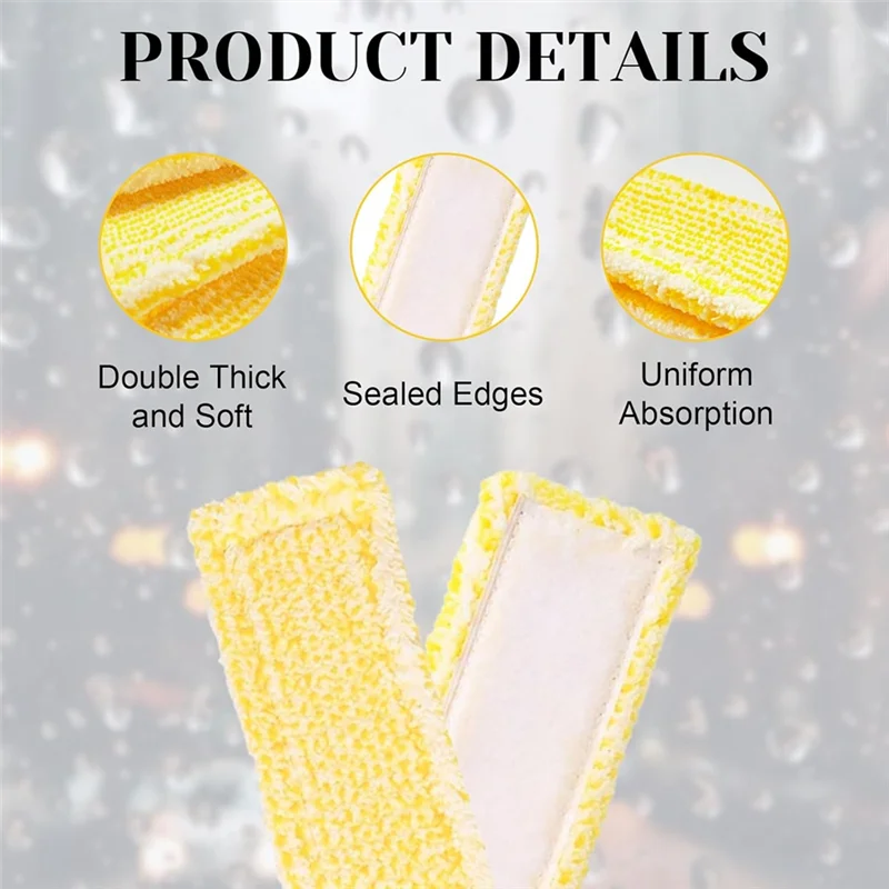 B47B-Microfiber Mop Cover For Window Cleaning Replacement Set With 2 Rubber Lip Squeegees Highly Absorbent Window