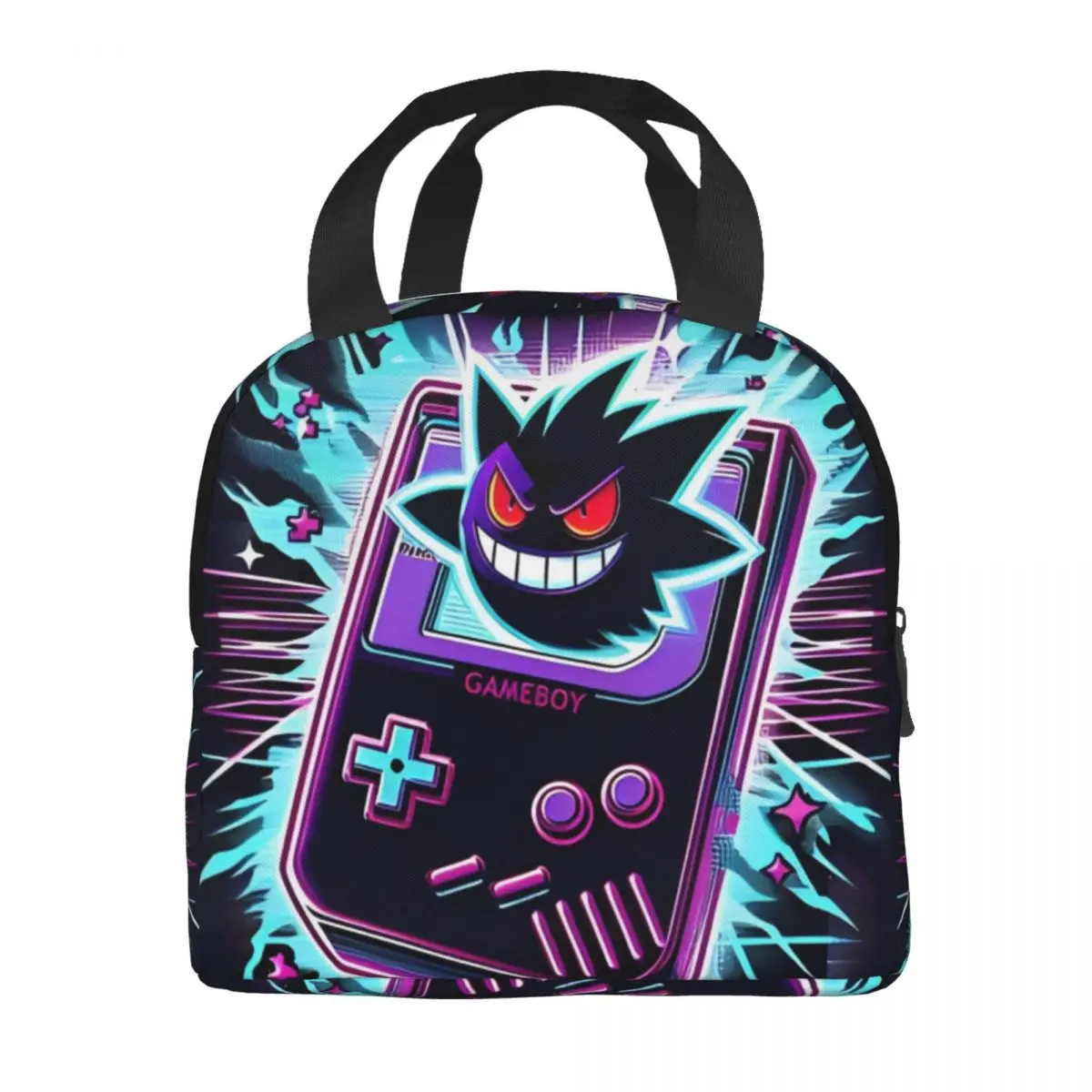 Retro Nostalgia Pokemon Gengar Lunch Bag Beach Lunch Box For Women Leisure Print Tote Food Bags Oxford Cooler Bag