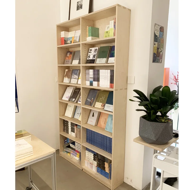 Birch bookshelf display lattice cabinet, multi-layer storage rack