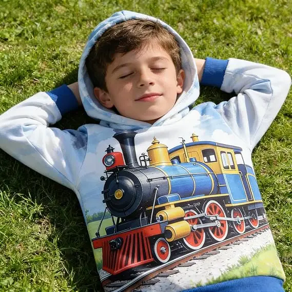 Little Hand Toddler Boy Hoodie Shirt Long Sleeve 3D Graphic Monster Truck Tops Active Sweatshirt Casual Outfit for 2-10 Years