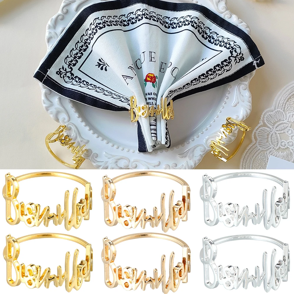 

4/6/8Pcs Bismillah Napkin Rings Eid Mubarak Muslim Islamic Dinner Table Home Decor Alloy Napkin Buckle Ramadan Kareem Gifts 2024