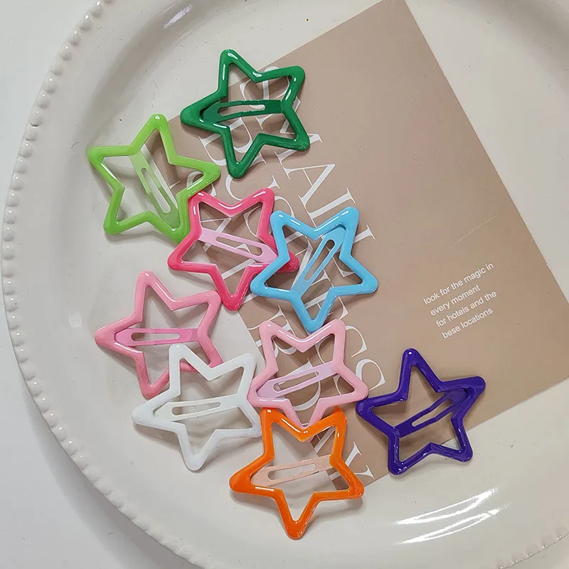 

2pc Cute Colorful Big Star BB Hair Side Clips Hairpin for Girls Women Kids Childs Vintage Crab for Gift Party Hair Accessories