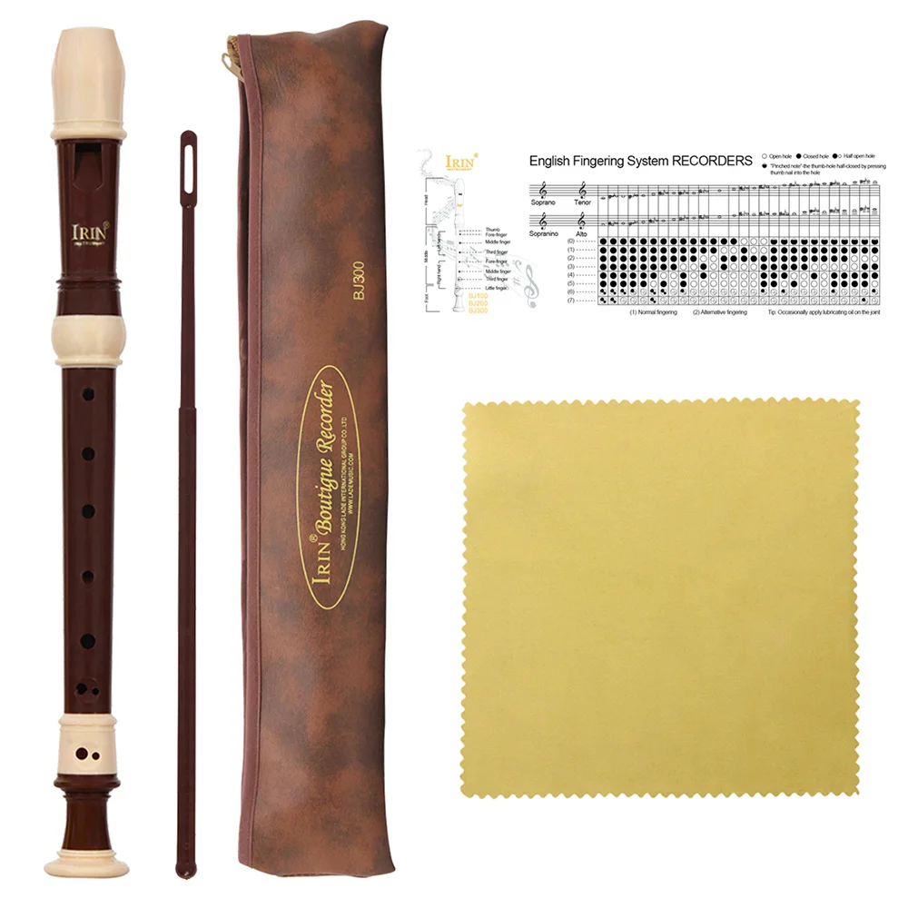 IRIN 8 Hole Baroque Recorder Bass Recorder Removable Finger Rest And Carry Bag Set Woodwind Accessories