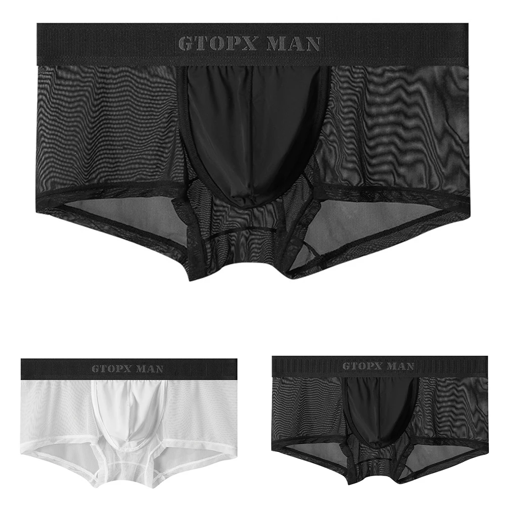 Hete Verkoop Sexy Mannen Slips Mesh Doorzichtige Hoge Kwaliteit Zakje Bikini Ondergoed Zacht Ademend Lichtgewicht Onderkleding